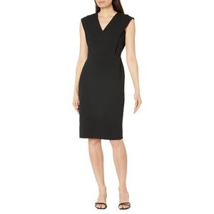 Calvin Klein V-Neck Scuba Crepe Sheath Dress